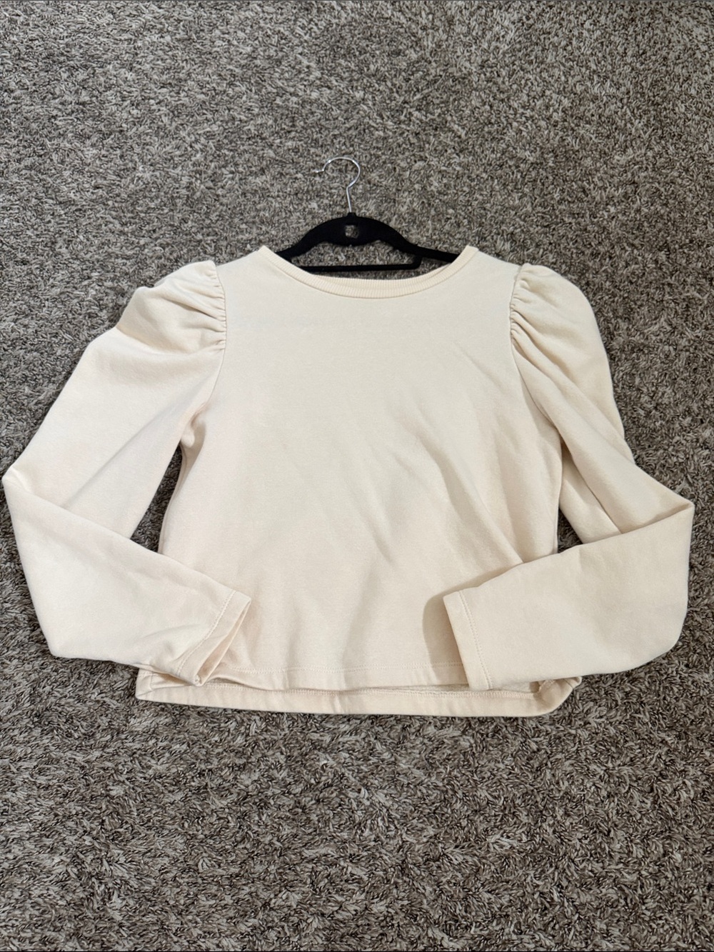 Zara Cream Puff-Shoulder Long-Sleeve Tee